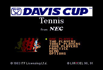 Davis Cup Tennis title screen for TurboGrafx-16